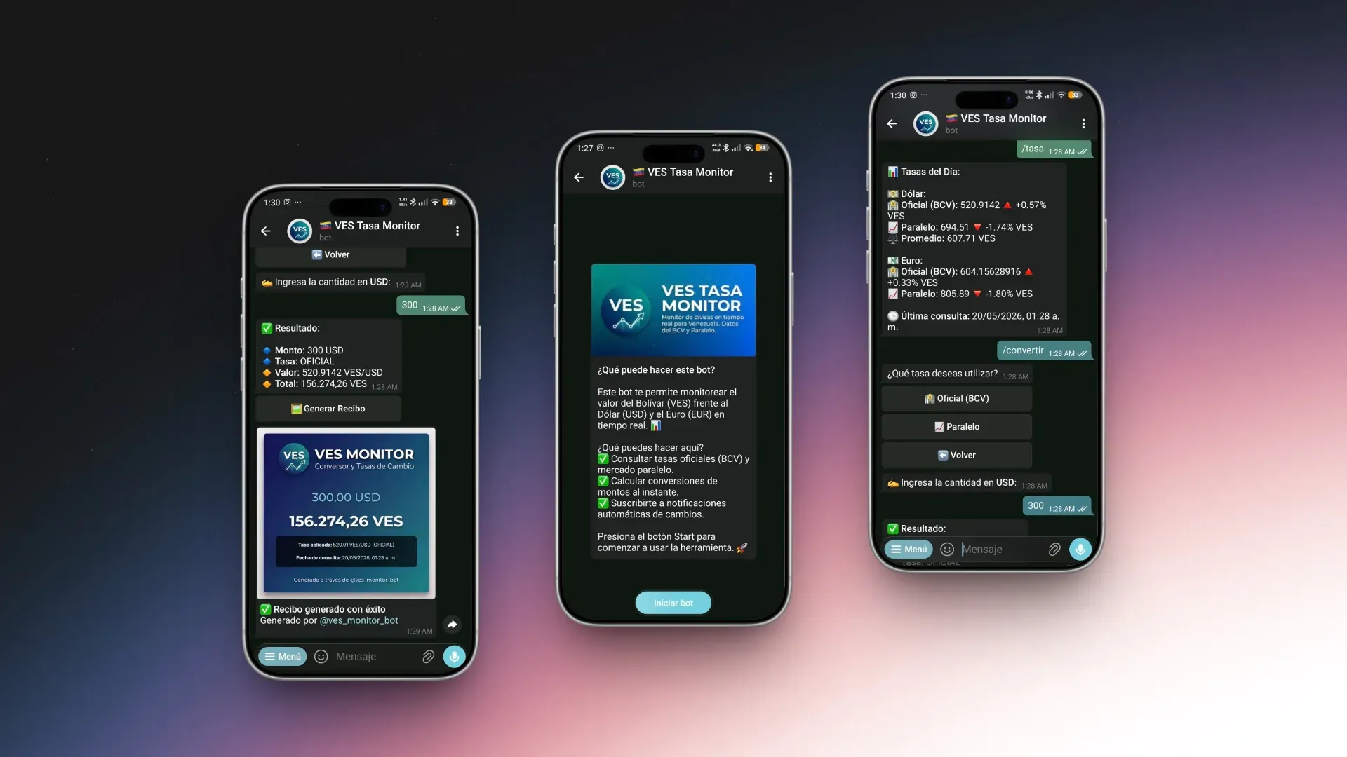 Captura de pantalla del proyecto Telegram Bot: VES Tasa Monitor